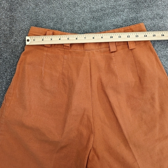 VINTAGE Hunters Run Orange High Waisted cotton blend Pleated Shorts Size 12 - Picture 7 of 12